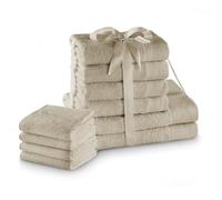 AmeliaHome Set di asciugamani Beige 4 asciugamani ospite 30 x 50 cm 4 asciugamani 50 x 100 cm e 2 teli doccia 70 x 140 cm 100% cotone qualità assorbente Cappuccino Amari