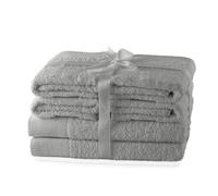 AmeliaHome, set di asciugamani in acciaio, 4 asciugamani 50 x 100 cm e 2 teli doccia 70 x 140 cm, 100% cotone, assorbente, argento, grigio, Amari
