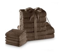AmeliaHome Set di asciugamani marrone, 4 asciugamani per ospiti, 30 x 50 cm, 4 asciugamani da 50 x 100 cm e 2 teli doccia 70 x 140 cm, 100% cotone, assorbenti, cioccolato Amari