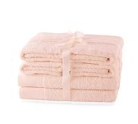 AmeliaHome Set di asciugamani rosa chiaro 4 asciugamani 50 x 100 cm e 2 teli doccia 70 x 140 cm 100% cotone qualità assorbente rosa Amari