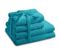 AmeliaHome Set di asciugamani turchese 2 asciugamani 50 x 100 cm e 2 teli doccia 70 x 140 cm 100% cotone qualità assorbente Amari