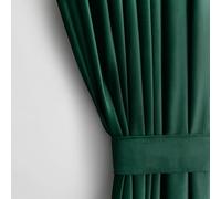 AmeliaHome Set di tende (altezza x larghezza x profondità): 245 x 140 cm, con fermatenda, 54 x 10 cm, effetto velluto, colore verde bottiglia, 1 pezzo, nastro arricciato, tenda decorativa per finestre