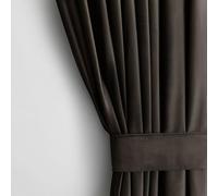 AmeliaHome Set di tende (altezza x larghezza x profondità): 270 x 140 cm, con fermatenda, 54 x 10 cm, effetto velluto, colore: marrone scuro, 1 pezzo, tenda decorativa