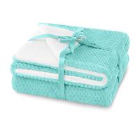 AmeliaHome Shleepy - Coperta morbida trapuntata, 130 x 180 cm, effetto pelliccia di agnello, colore: Turchese