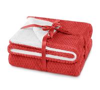 AmeliaHome Shleepy - Coperta morbida trapuntata, 220 x 240 cm, effetto pelliccia di agnello, colore: Rosso