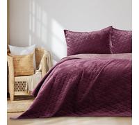 AmeliaHome Tagesdecke Copriletto in Velluto, Poliestere, Laila Viola Viola, 220x240 cm