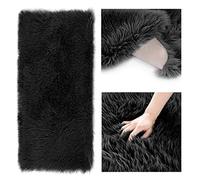 AmeliaHome Tappeto in pelliccia di agnello, rettangolare, Dokka, nero, 50 x 150 cm