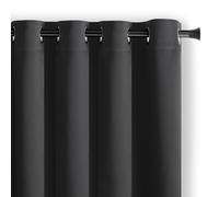 AmeliaHome - Tenda Blackout 140 x 270 cm, colore: nero, 1 pezzo, con occhielli, decorazione per finestre