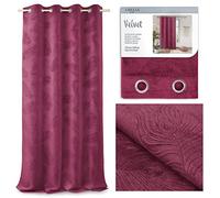 AmeliaHome Tenda decorativa con motivo a piume di pavone, 135 x 250 cm, 1 pezzo, colore: vinaccia