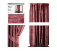 AmeliaHome Tenda decorativa effetto velluto, 140 x 270 cm, rosa antico, 1 pezzo, nastro arricciato, in velluto, decorazione per finestra, leggera e brillante, 70151, nastro arricciato, 140 x 270 cm