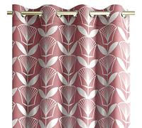 AmeliaHome Tenda decorativa Floris, 140 x 250 cm, con occhielli, motivo metallizzato, decorazione per finestre, colore: rosa antico