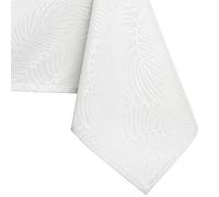 AmeliaHome Tovaglia Ovale 120 x 160 cm, Effetto Loto, Impermeabile, con Foglie Gaia, Colore Bianco 83571