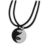 Amello collana set Yinyang nero e bianco - Dimensioni 50 cm 5,1 cm di estensione - donna e uomo collane - acciaio inox gioielli ESK001S