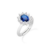 AMEN ANLDGBBBL3 Anello Adattabile Royal Lady Zircone Blu