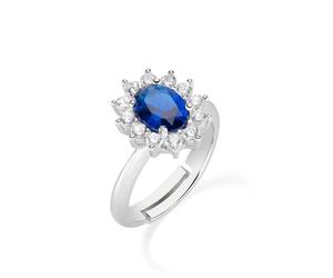 AMEN ANLDGBBBL3 Anello Adattabile Royal Lady Zircone Blu
