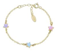Amen Bracciale Bambina Collezione Junior. Gioiello Realizzato in Argento 925 di Colore Oro e Smalto Rosa, Azzurro e Lilla. Lunghezza: 14 + 3 cm. La referenza è BRJ3STGM3