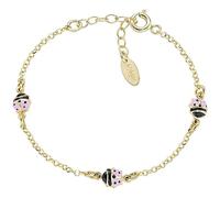 Amen Bracciale Bambina Collezione Junior. Gioiello Realizzato in Argento 925 di Colore Oro e Smalto Rosa e Nero. Lunghezza: 14 + 3 cm. La referenza è BRJ3COGRO3