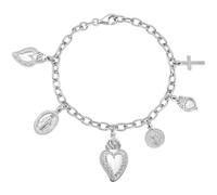 Amen Bracciale con Charms Pendenti Donna Argento 925 Gioiello Sacro Cuore Trendy cod. BRSCMB