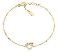 Amen Bracciale Cuore in Argento Dorato con Zirconi