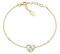 Amen Bracciale Cuore in Argento Dorato con Zirconi