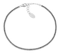 Amen Bracciale BT1BN17 in argento 925 con zirconi neri, colore rodio, 17+3,5 cm, diam. 1 mm