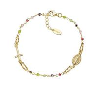 Amen Bracciale da Donna Bracciale Realizzato in Argento 925 Giallo e Cristalli Amaranto Rosa e Verdi. Lunghezza Bracciale: 18 cm + 2 cm di allungo. La referenza è bro10garve3