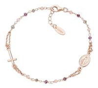 Amen Bracciale da Donna Bracciale Realizzato in Argento 925 rosè e Cristalli Amaranto Rosa e Tortora. Lunghezza Bracciale: 18 cm + 2 cm di allungo. La referenza è bro10rarto3