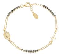 Amen Bracciale da donna Collezione Croci Argento 925 placcatura oro zirconi neri 16+3 cm BRCRMIGNZ3
