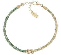 Amen Bracciale da Donna Collezione Nodo d'Amore. Gioiello Realizzato in Argento 925 di Colore Oro e zirconi Verdi. Lunghezza: 16 + 3 cm. La referenza è BRNOAMGVEZ16