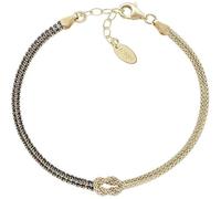 Amen Bracciale da Donna Collezione Nodo d'Amore. Gioiello Realizzato in Argento 925 di Colore Oro e zirconi Neri. Lunghezza: 16 + 3 cm. La referenza è BRNOAMGNZ16