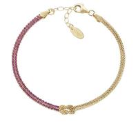 Amen Bracciale da Donna Collezione Nodo d'Amore. Gioiello Realizzato in Argento 925 di Colore Oro e zirconi Rossi. Lunghezza: 16 + 3 cm. La referenza è BRNOAMGRZ16