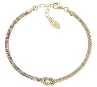 Amen Bracciale da Donna Collezione Nodo d'Amore. Gioiello Realizzato in Argento 925 di Colore Oro e zirconi Multicolor. Lunghezza: 16 + 3 cm. La referenza è BRNOAMGMZ16