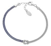 Amen Bracciale da Donna Collezione Nodo d'Amore. Gioiello Realizzato in Argento 925 di Colore rodio e zirconi Blu. Lunghezza: 16 + 3 cm. La referenza è BRNOAMBBLZ16