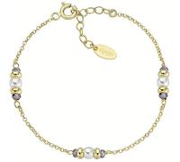 Amen Bracciale da Donna Collezione Rainbow. Bracciale in Argento 925 e Finitura in Oro con Perle e Cristalli Viola. Lunghezza 16 + 3 cm. La referenza è: BRGRSEGVI