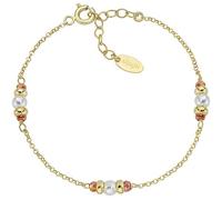 Amen Bracciale da Donna Collezione Rainbow. Bracciale in Argento 925 e Finitura in Oro con Perle e Cristalli Arancioni. Lunghezza 16 + 3 cm. La referenza è: BRGRSEGAR
