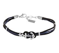 Amen Bracciale da uomo della collezione Io & Te Bracciale in acciaio lucido con cordino nautico nero e blu e charm a forma di ancora. Le misure sono 19 + 3 cm. La referenza è ACBRYIANBL19