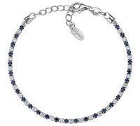 Amen Bracciale Donna BTABBBL16 in Argento 925 rodiato con zirconi Bianchi e Blu Collezione Tennis