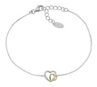 Amen Bracciale in Argento 925, della collezione San Valentino 2024, con zirconi bianchi, colore rodio/Oro Lungh. 16 + 3 cm charm ⌀ 9 mm