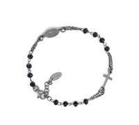 Amen Bracciale Rosario AG925 - Cristalli Neri, Colore: Brunito Collection