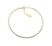 Amen Bracciale Unisex Collezione Tennis. Gioiello Realizzato in Argento 925 di Colore Oro e zirconi Multicolor Acquamarina e Bianchi. Lunghezza: 16 + 3 cm. La referenza è BTDEGAC16