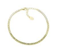 Amen Bracciale Unisex Collezione Tennis. Gioiello Realizzato in Argento 925 di Colore Oro e zirconi Multicolor Verde Oliva e Bianchi. Lunghezza: 17 + 3 cm. La referenza è BT25DEGOL17