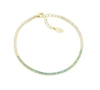 Amen Bracciale Unisex Collezione Tennis. Gioiello Realizzato in Argento 925 di Colore Oro e zirconi Multicolor Verde Acqua e Bianchi. Lunghezza: 16 + 3 cm. La referenza è BTDEGVAC16