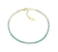 Amen Bracciale Unisex Collezione Tennis. Gioiello Realizzato in Argento 925 di Colore Oro e zirconi Multicolor Acquamarina e Bianchi. Lunghezza: 17 + 3 cm. La referenza è BT25DEGAC17