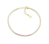 Amen Bracciale Unisex Collezione Tennis. Gioiello Realizzato in Argento 925 di Colore Oro e zirconi Multicolor Rosa e Bianchi. Lunghezza: 16 + 3 cm. La referenza è BTDEGRO16