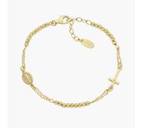 AMEN BRCRMIGGD3 Bracciale Dorato Croce e Miracolosa con Sfere Diamantate