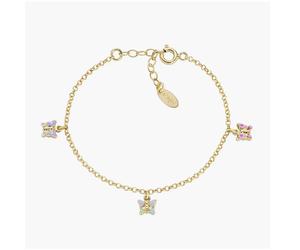 AMEN BRJ3FAGM1 Bracciale Bambina Farfalle Rosa Pendenti Dorato
