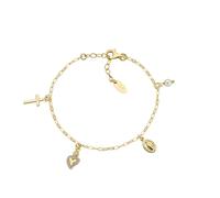 AMEN BRMSCMGBZ1 Bracciale Multicharm Sacro Cuore con Perla Dorato