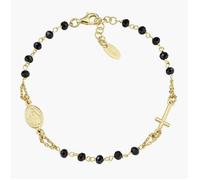 AMEN BROGN3 Bracciale Rosario Dorato con Cristalli Neri
