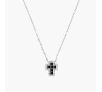 AMEN CLCRREBBNZ3 Collana mini Doppia Croce con Zirconi Bianchi e Neri