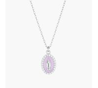 AMEN CLMISMBRO Collana Rodiata mini Medaglia Miracolosa smaltata Rosa Perla